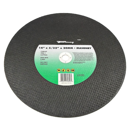 Forney Cutting Wheel, Masonry/Asphalt, Type 1, 14 in x 5/32 in x 20 mm 72357